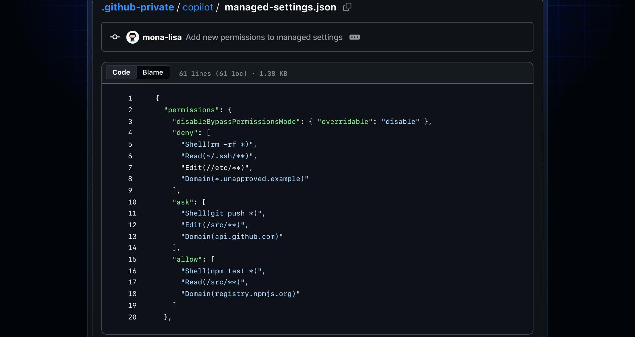 Ilustração do GitHub para permissões de operações de agentes do Copilot