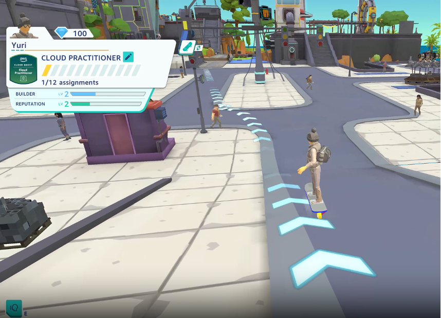 Tela oficial da experiência AWS Cloud Quest no Skill Builder