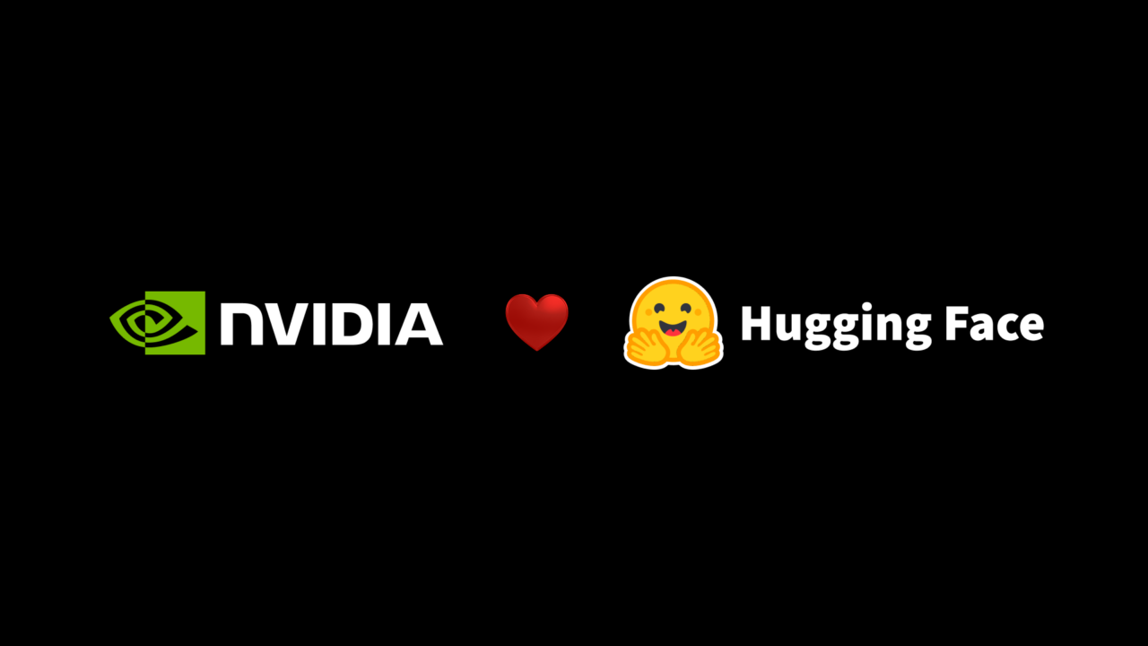 Logotipos da NVIDIA e da Hugging Face na arte oficial do anúncio